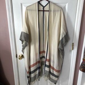 Ann Taylor LOFT: Cream/Navy/Red Poncho